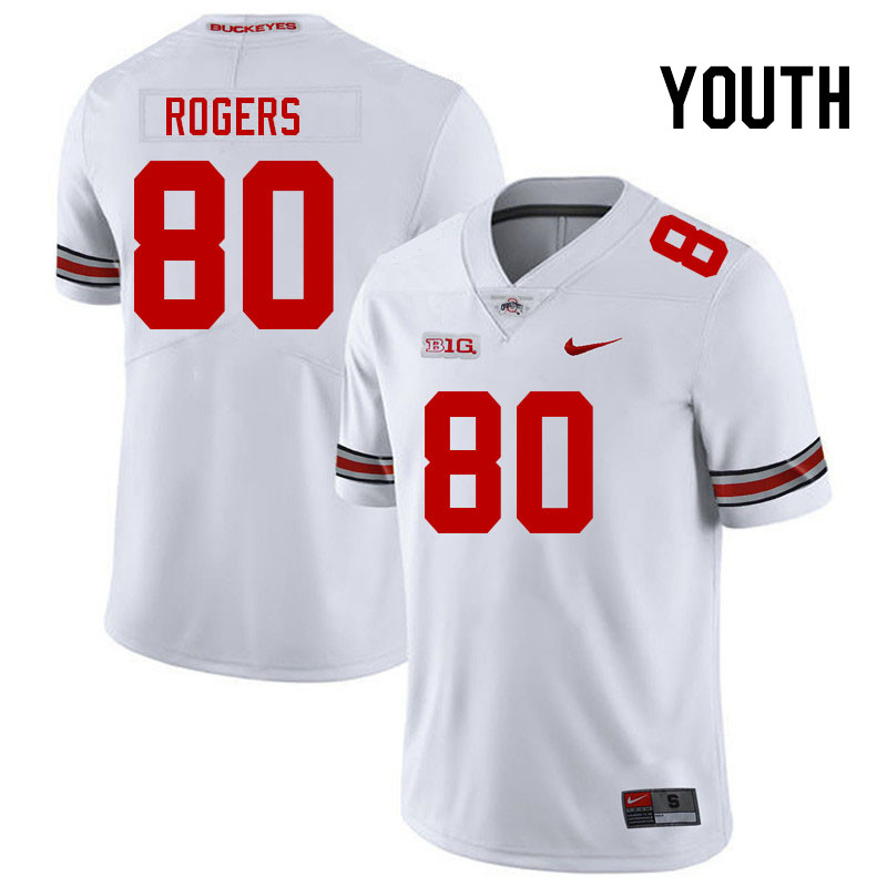 Youth #80 Noah Rogers Ohio State Buckeyes College Football Jerseys Stitched-White